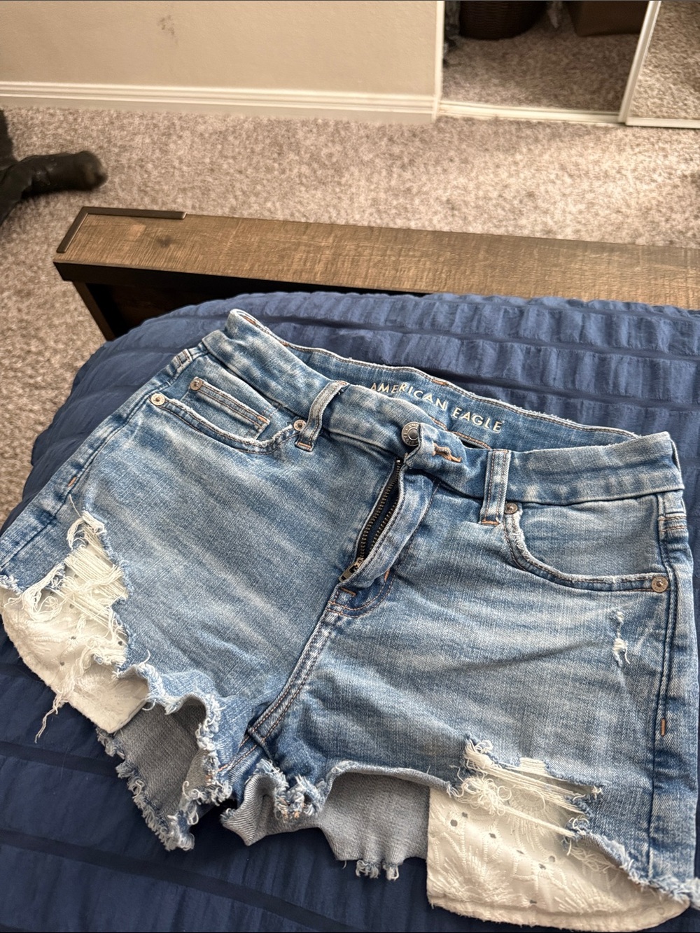 American Eagle Outfitters Light Wash Distressed Denim Shorts